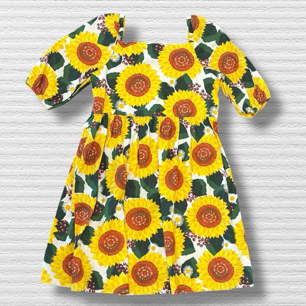 Gymboree Girls Sunflower Flannel Fit And Flare Dress - Autumn Adventures Size 12